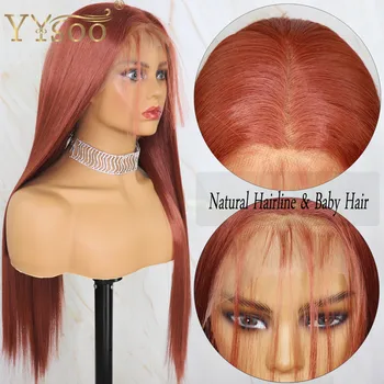 YYsoo Дълга Копринена Директни #350 Color13x6 Futura Синтетични Перуки на Дантели С Детски коса, за Жени, Японски Огнеупорни Перука на Косата 4