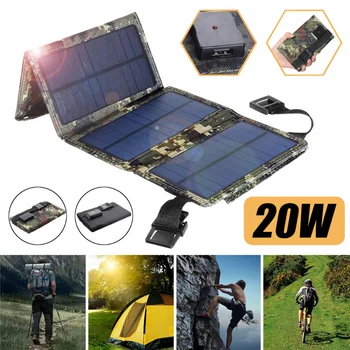Сгъваем Соларен Панел 20 W USB Слънчевата Батерия за Преносим Водоустойчив Сгъваем 5 В Слънчево Зарядно Външна Мобилна Слънчева Батерия Зареждане