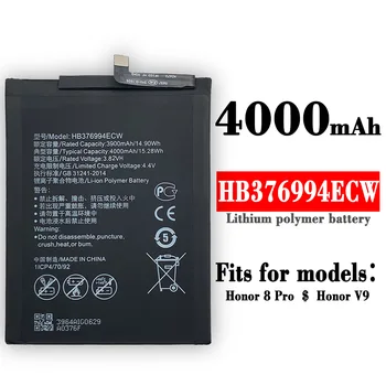 Оригинална батерия 4000 mah HB376994ECW за Huawei Honor 8 pro/V9 DUK-AL20 DUK-TL30 DUK-L09 Батерии за мобилни телефони