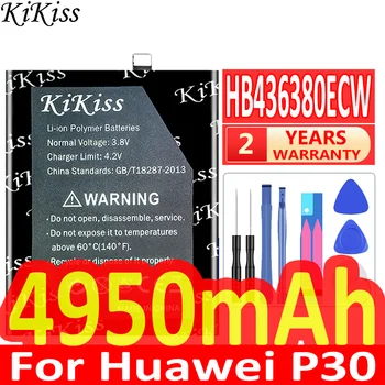 4950 ма KiKiss Мощна Батерия HB436380ECW За Huawei P30 ELE-L09 ELE-L29 ELE-AL00 ELE-TL00 Сменяеми Батерии 0