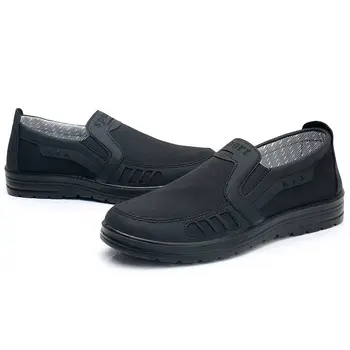 Класически мъжки ежедневни обувки; сезон пролет-лято; дишащи обувки от окото на материала; лоферы на равна подметка без шнур; - големи размери от 48; обувки за шофиране; черни мокасини 4