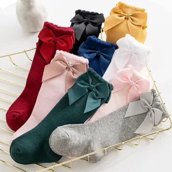 Чорапи за малки момичета, Есента Чорапи до Коляното с Голям нос за Деца, Дълги Меки Сладки Детски Коледни Чорапи, Памучни Червени Чорапи за Новородените 0-5 -7 години