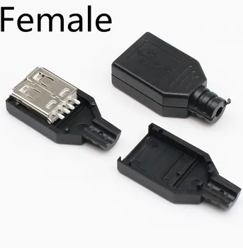 10 бр. Тип Мъжки Женски USB 4-Пинов Конектор за контакт С черна Пластмасова капачка Type-A си САМ 
