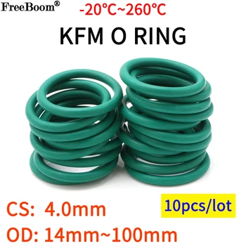 10шт CS 4,0 mm OD 14 ~ 100 мм Зелен FKM Фторкаучуковое О-Пръстен оборудване запечатване Полагане на Изолационни Масло устойчиви на Висока температура Зелен