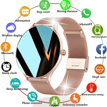 LIGE 2021 Нови Дамски Smart-Часовници, Дамски Модни Часовници, Наблюдение на Сърдечния Ритъм, Сън За Android, IOS, Водоустойчиви Дамски Умен Часовник + Кутия