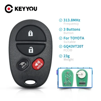 KEYYOU За Toyota Highlander Sequoia Sienna GQ43VT20T Дистанционно Ключодържател 4 Бутона 314,4 Mhz GQ43VT20T Авто Ключ 0