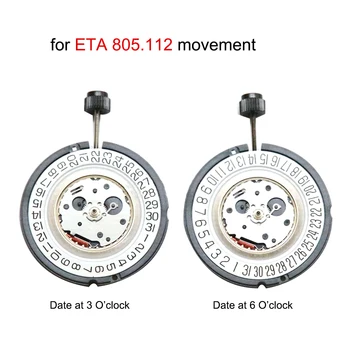 Дата на 3/6 часовници с часовников Механизъм за ЕТА 805.112 805112 Кварцов Механизъм Ремонт на детайли за Мъжки Часовници Аксесоари