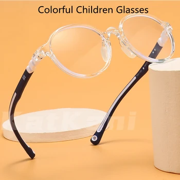 KatKani ултра леки и удобни детски анти-Blu-ray очила Ретро Кръгли Предпазни очила за момчета и момичета, рамки за очила по рецепта R106