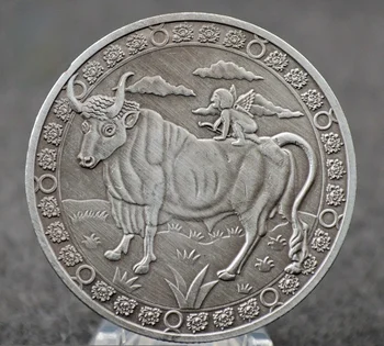 Телец Басо-релефна сребърно покритие Монета Колекционерско Изкуството на Дванадесет Съзвездия Телец са подбрани Възпоменателна Монета 0
