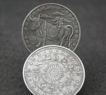 Телец Басо-релефна сребърно покритие Монета Колекционерско Изкуството на Дванадесет Съзвездия Телец са подбрани Възпоменателна Монета 2