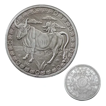 Телец Басо-релефна сребърно покритие Монета Колекционерско Изкуството на Дванадесет Съзвездия Телец са подбрани Възпоменателна Монета 4
