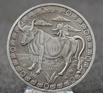 Телец Басо-релефна сребърно покритие Монета Колекционерско Изкуството на Дванадесет Съзвездия Телец са подбрани Възпоменателна Монета 5