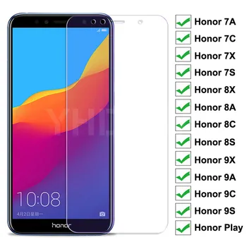 9H Пълно Покритие Защитно Стъкло За Huawei Honor 8X 8A 8C 8S Закалено стъкло Honor 7A 7C 7X 7S 9X 9А 9В 9S Play Защитно Фолио За Екрана