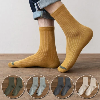 1 чифт Есенно-Зимните Модни Памучни Трикотажни Мъжки Чорапи, Обикновена Сладки Дълги Чорапи в Японски Стил за Жени, Harajuku, Реколта Градинска Облекло