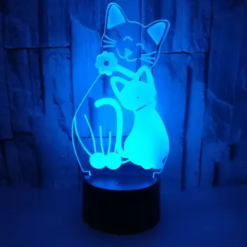 Котка Remote Touch Цветни 3d Нощна Лампа Акрил Визия Led Малки Настолни Лампи на Едро с Фабрика Детска Настолна Лампа