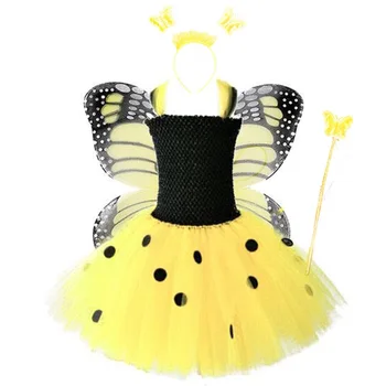 Принцеса Момиче Жълто Животно Пчела, Пеперуда Фея Рожден Ден, Рокля, Пола Пакетче Подпори Cosplay Хелоуин Костюми 0