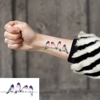 Водоустойчив Временна Татуировка Стикер птица линия малкия размер на арт татуировка флаш татуировка фалшиви татуировки за деца, жени, мъже, момичета