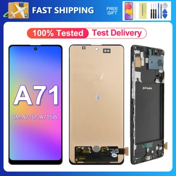 A71 AAA + Качество За Samsung Galaxy A71 LCD Сензорен дисплей Дигитайзер в събирането на Рамка За A715 A715F A715W A715X Екран