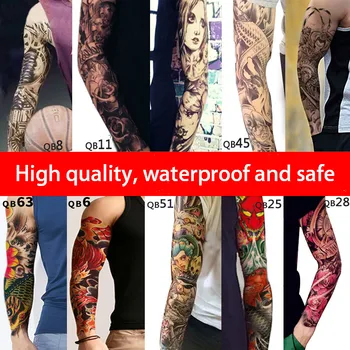 Пълен Цвете Ръка Татуировка на Стикер 40 модела Риба Паун Лотос Временна боя за тяло Прехвърляне на вода фалшиви Татуировки ръкав
