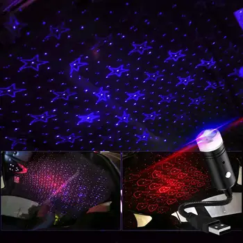 USB Лазерна Парти Диско Стробоскоп Led Автомобили Покрив Звезда лека нощ Проектор Интериор, внасяни диод Атмосферни Лампа Авто Разсеяна Светлина