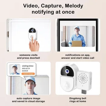 Sasha Интелигентен Видео Звънец HD Открит Безжичен Звънец за Нощно Виждане WiFi Камера видео домофон Интелигентна Защита на Сигурността на Живот 1