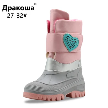 Apakowa/Зимни обувки; Водоустойчиви топли зимни ботуши до средата на прасците за малки момичета; Меки плюшени мини Обувки в ярки Цветове ; Обувки за студено време