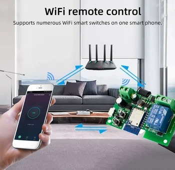SASHA Wifi Интелигентен Превключвател 1CH 10A Релеен Модул 12 В 24 В постоянен/променлив ток 7-32 В самостоятелно блокиране на Таймер Алекса, Съвместим с Smart Life 3