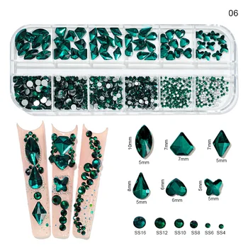 12Gird Скоростна Мулти Размер AB/Цветни Корекции Кристали Flatback Кристал Диамант Скъпоценни Камъни 3D Проектиране Блясък на Ноктите Луксозни Декорации &*&