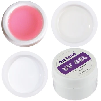 Розов Бял Прозрачен 3 Цвята UV Гел за Изграждане на Ноктите Съвети Маникюр Аксесоари