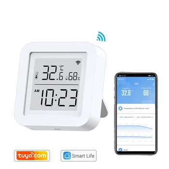 Sasha WIFI Сензор за температура и влажност на LCD Влагомер за помещения Термометър Детектор Подкрепа Алекса Smart Life