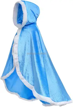 Новото Момиче в Синьо Кожа Принцеса Наметало С Качулка Дъждобрани Костюм за Момичета Облечи Хелоуин