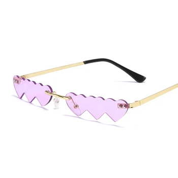 Модни Слънчеви Очила Без Рамки Във Формата На Сърце, Дамски Маркови Дизайнерски Слънчеви Очила, Дамски Без Рамки Пънк-Вечерни Забавни Правоъгълници Oculos De Sol 0