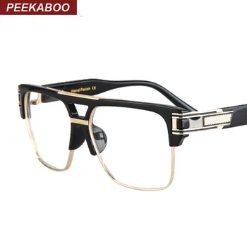 Peekaboo полукадровые рамки за очила мъжки квадратни оптични златни черни рамки за очила за жени, маркови дизайнери 2016 голям
