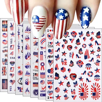 Модерни Стикери За Нокти Американския Ден на Независимостта Дизайн Нокти Флаг Стикер За Нокти Европейските и американските Ретро Букви Стикери За Нокти Mnicure