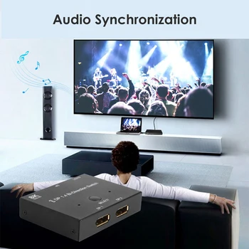 Сплитер Displayport 8K/60Hz Аудио-Видео Синхронизация DP1.4 Двухнаправленный Ключ, Адаптер за Битови Компютърни Аксесоари 0