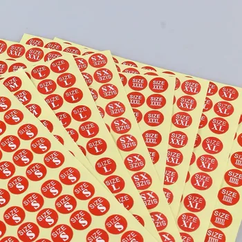 1980 бр./опаковане. Размер етикети 13 мм Кръгла облекло Размери XS, S, M, L, XL, XXL, XXXL, XXXXL етикети с етикетите червен цвят