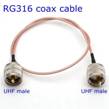 UHF PL259 за удължител на кабела RG316 Conncetor UHF ДО UHF Мъжки PL-259 Клещи за RG316 Коаксиален кабел с коаксиальным кабел с ниски загуби 50 Ома