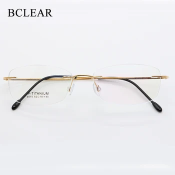 BCLEAR B Титановая Рамки За Очила 2021, Женски Квадратни Рамки За Очила Без Рамки, Очила За Късогледство, Оптични Корейски Очила, Леки 0