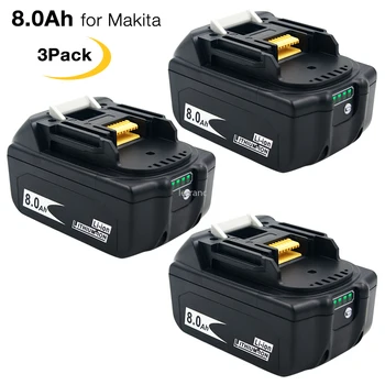 3X BL1880B Литиево-йонна Батерия за електрически инструменти Makita 18v Батерия 8.0 Ah BL1830 BL1840 BL1850 BL1860 Индивидуална защита баланс на клетките