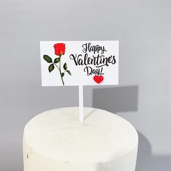 Розата е Цветето на Любовта Торта Topper за Ден Честит Свети Валентин Любовник Половинка на Семейна Двойка Запознанства Торта Topper Акрилни Украса на Тортата 5