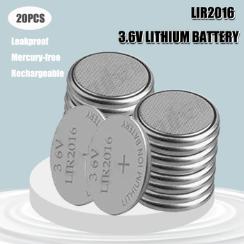 Новост! 20 бр/лот LIR2016 3,6 В литиево-йонна акумулаторна батерия бутон монетен батерията може да замени CR2016 за часа