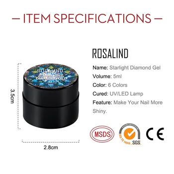 ROSALIND 5 МЛ Звездната Светлина Diamond Гел-Лак За Нокти Дизайн Нокти За Маникюр Цвят Грунд Основен Набор Гел Полупостоянный Хибриден Лак 4