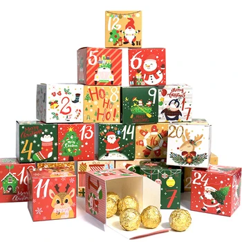 Коледен Адвент-Календар Кутии 24 Дни САМ Адвент-Календар на Кутии за Хартия Появата на Обратното Броене Кутии Подарък за Децата и Семейството си