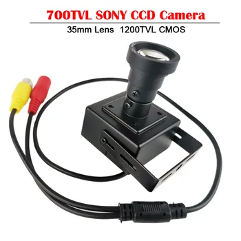 700TVL CCD 35 mm Обектив с дълъг Фокусно разстояние Помещение 1200TVL за Видеонаблюдение Камера Мини за Изпреварване на Колата + RCA Адаптер