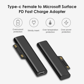 USB Type C PD Жак за бързо Зареждане Конвертор за Microsoft Surface Pro 3 4 5 6 Go C USB Адаптер Конектор за Surface Book