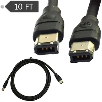 Черен кабел IEEE 1394 Firewire 400 - Firewire 400, 6-пинов / 6-пинов мъжки / мъжки - 10 МЕТРА 1