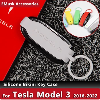 Силиконов Калъф За Ключове Бикини За Tesla, Модел 3 2016-2022 2021 Автоаксесоари Многоцветен Калъф За Ключове На Автомобила Декор Защитник На Притежателя