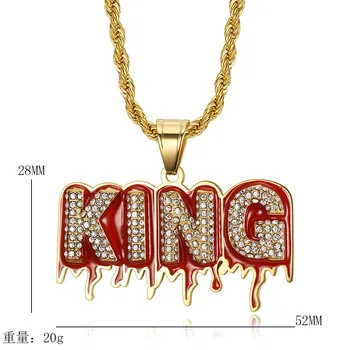 Хип-Хопа, Bling Iced Out Златен Цвят От Неръждаема Стомана KING Окачване с Букви Neckalce за Мъже Рапър Бижута Директен Доставка 1