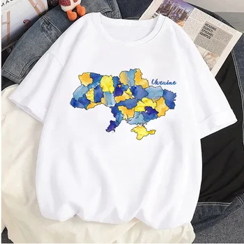 Ukraini Тениска с флага на Украйна тениска дамски kawaii гръндж ретро съкратен топ tumblr дрехи реколта естетика