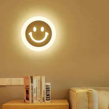 LED монтиран на стената лампа с Смайликом, лесен, изключително тънък, Лампа за спални, Вътрешно осветление, Детска стая, монтиран на стената Лампа, за да премине AC85-265V